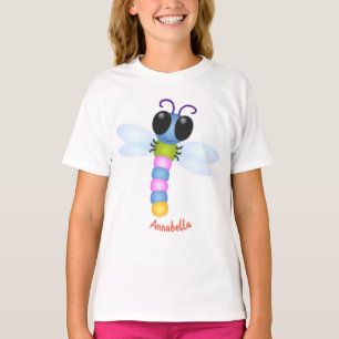 T-shirt Illustration d'une libellule bleu et rose