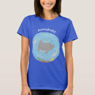 T-shirt Illustration d'une mignonne raie manta et de bulle