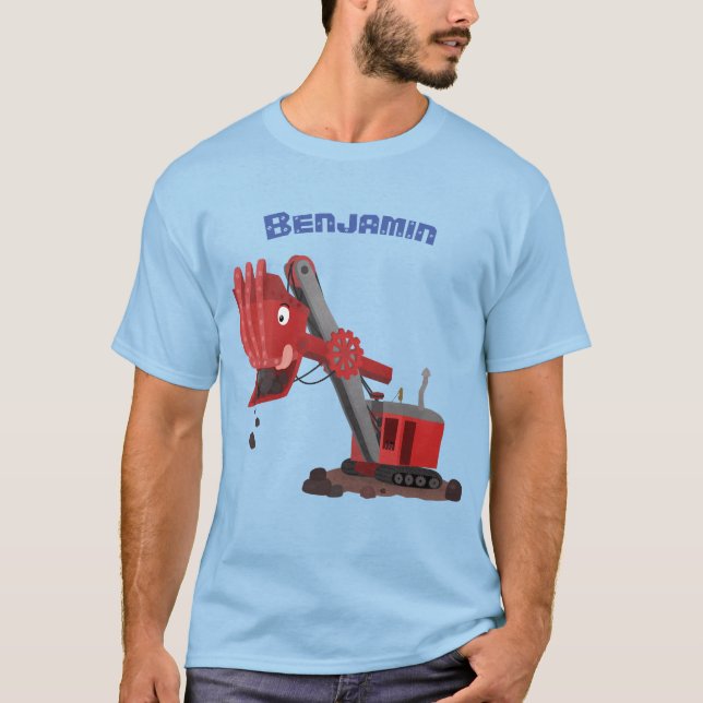 T-shirt Illustration d'une pelle à vapeur rouge mou (Devant)