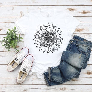 T-shirt Illustration florale de tournesol en ligne art 
