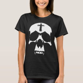 T-shirt Illustration gothique du crâne noir et blanc