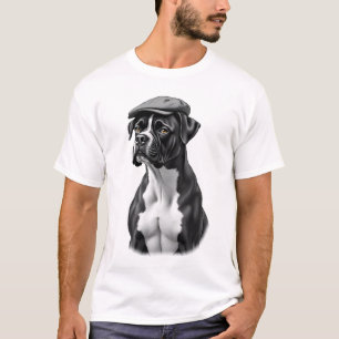 T-shirt Illustration graphique monochrome de chien Boxer v