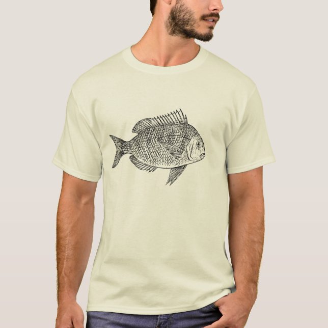 T-shirt Illustration marine nautique d'art de poissons (Devant)