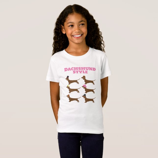 T-Shirt Illustration mignonne de Doxies de style de teckel (Devant entier)