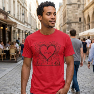 T-shirt Illustration minimaliste de cœur d'amour dessiné à