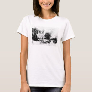 T-shirt Illustration monochrome de la cathédrale Notre-Dam