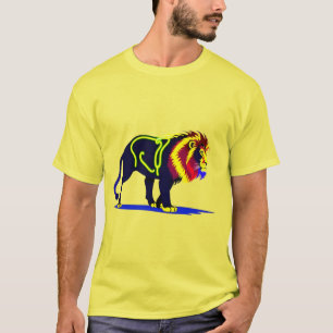 T-shirt Illustration néon vive de lion avec magenta vibran