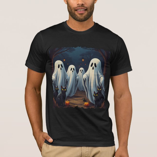 T-shirt Illustration nocturne hantée (Devant)