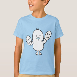 T-shirt Illustration Pastel Blue Cute Easter Chick & Oeufs