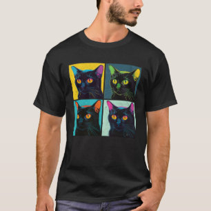 T-shirt Illustration pop de chat Bombay Femmes Animaux Col