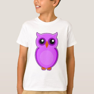 T-shirt Illustration pourpre mignonne d'animation de hibou