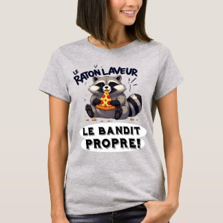 T-shirt Illustration Raton Laveur Humour  Le Bandit Propre
