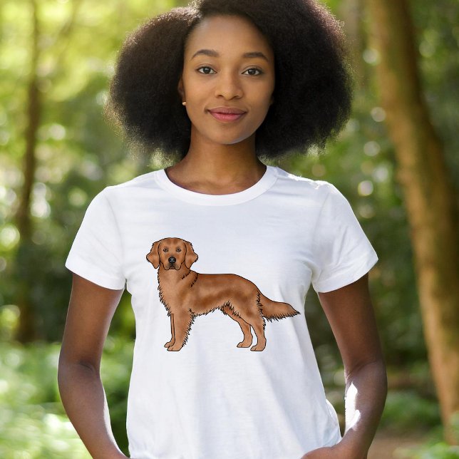 T-shirt Illustration Red Golden Retriever mignon dessin ch (Please note: This image is a digital mockup.)