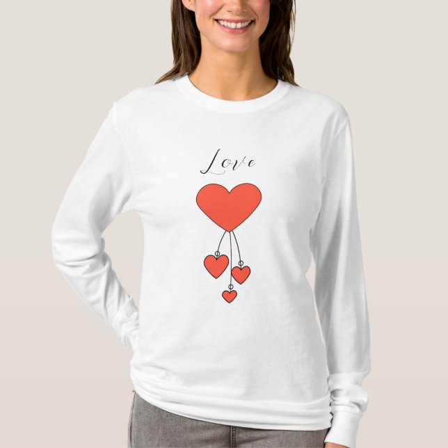 T-shirt Illustration simple avec coeur écarlate Amour (Devant)