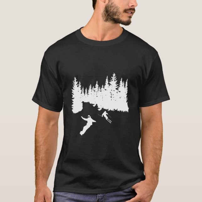 T-shirt Illustration Ski Et Snowboard - Forêt (Devant)