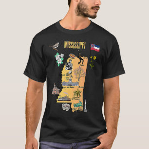T-shirt Illustration tirée à la main de la carte touristiq
