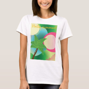 T-shirt illustration tropicale abstraite, bonjour l'été