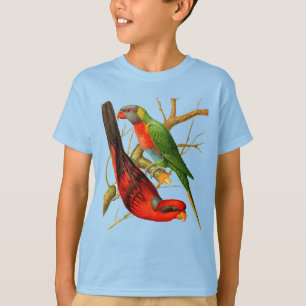 T-shirt Illustration Vintage colorée de perroquets rouges