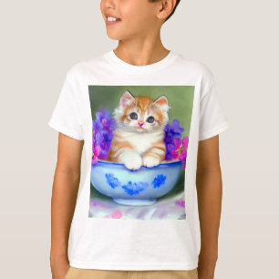 T-shirt Illustration vintage de chaton orange et blanc