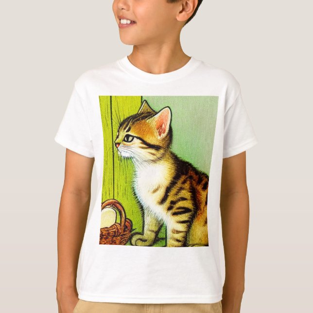 T-shirt Illustration vintage Tabby Cat (Devant)