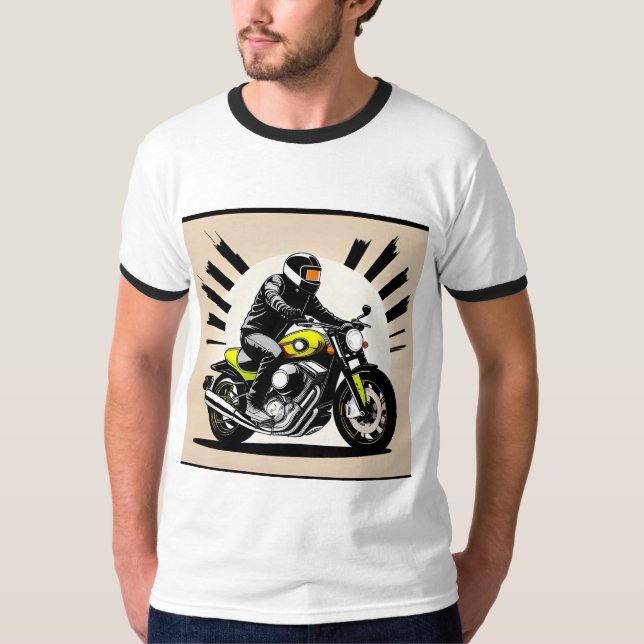 T-shirt Illustration vivante d'un motocycliste (Devant)