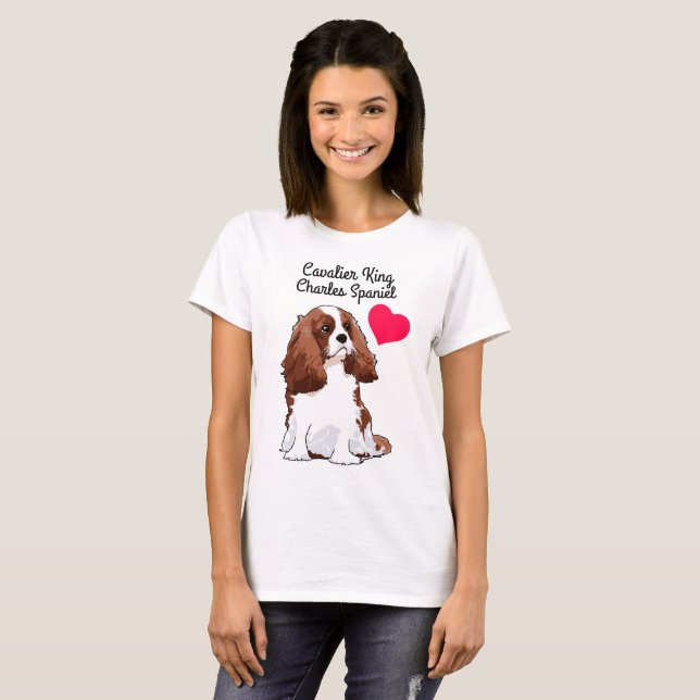T-shirt illustré cavalier d'épagneul du Roi (Devant entier)