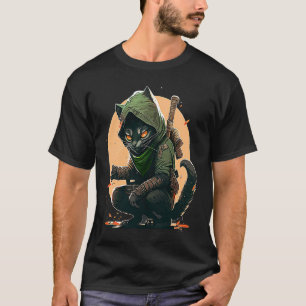 T-shirt Illustré de chat ninja