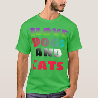 T-shirt Ilove chiens et chats ami de famille
