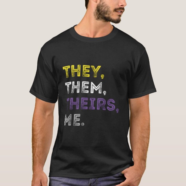 T-shirt Ils Eux Leurs Prononononounes Transgenres Non bina (Devant)