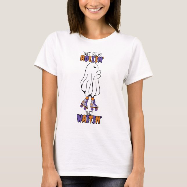 T-shirt Ils me voient rouler, ils attendent Retro Ghost (Devant)