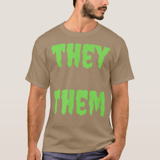 T-shirt Ils Prononounes Non binaire Éffrayant Halloween Li