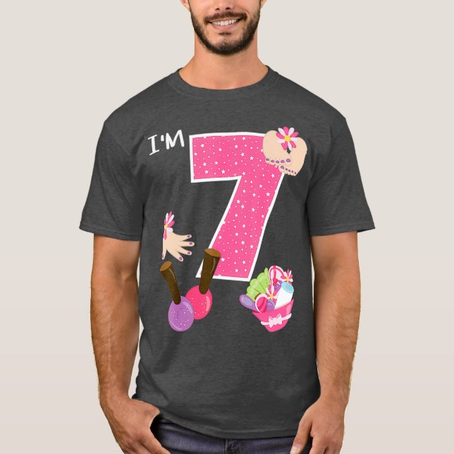 T-shirt Im 7 Spa Party Birthday Girl Nail Polish Makeup (Devant)