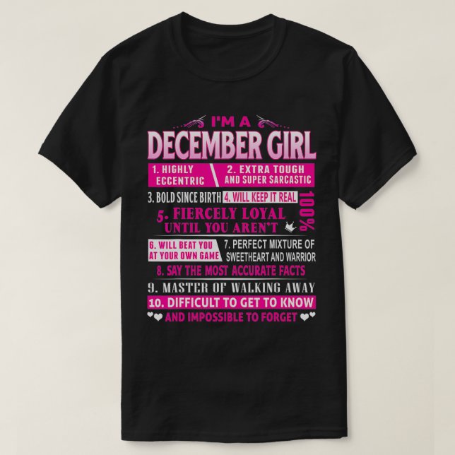 T-shirt I'm A December Girl  December Birthday  (Design devant)