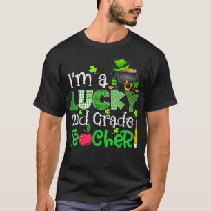 T-shirt I'm A Lucky 2nd Grade Teacher Apple St Patricks
