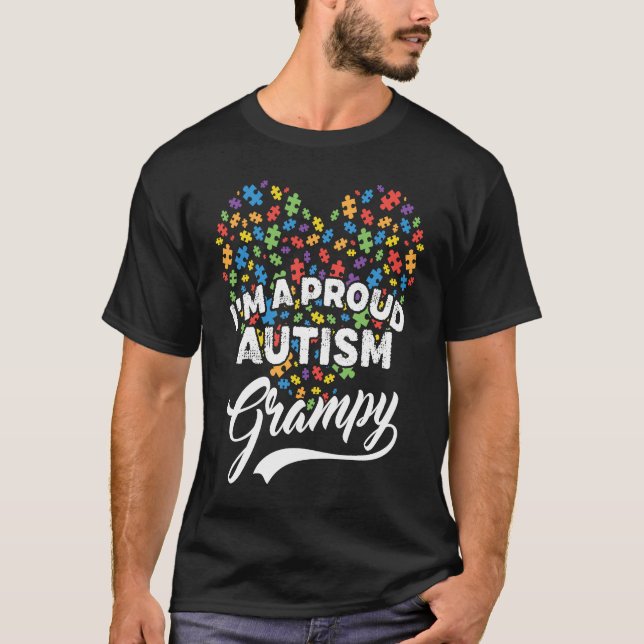 T-shirt I'm A Proud Autism Grampy Autism Puzzle Heart Awar (Devant)