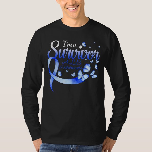T-shirt I'm A Survivor ALS Awareness Butterfly Ribbon  (Devant)