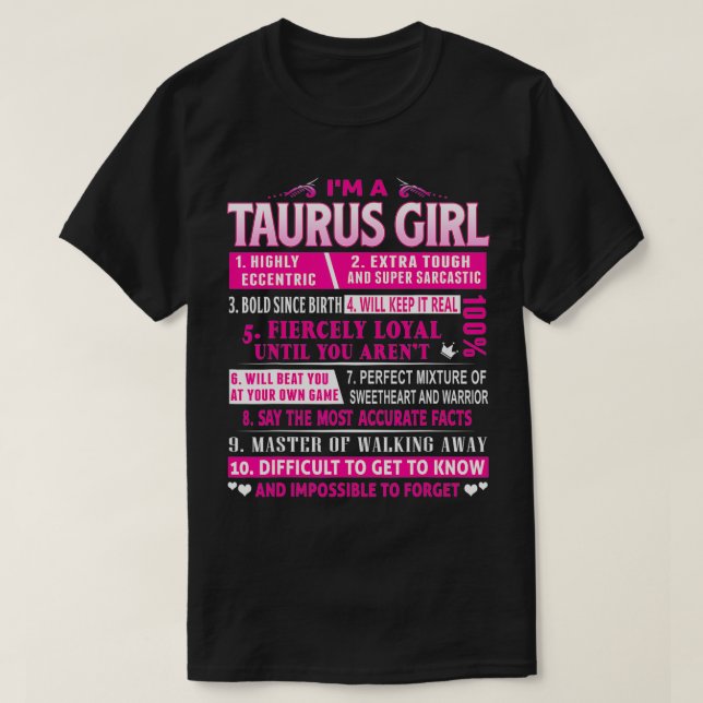 T-shirt I'm A Taurus Girl  Taurus Birthday  (Design devant)