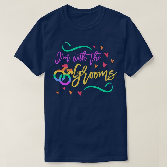 T-shirt Im Avec Grooms LGBTQ Gay Mariage Matching Bach (Design devant)