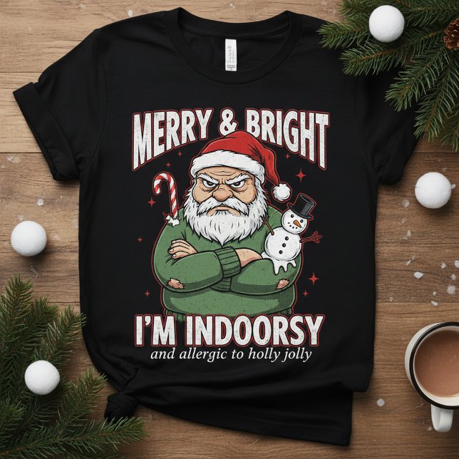 T-shirt I'm Indoorsy" Grumpy Santa T-Shirt,Funny Christmas (Créateur téléchargé)