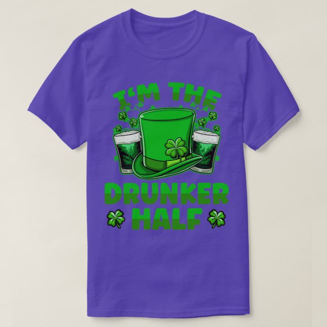 T-shirt Im La Moitié Bière Drunker Boire Jour de la Saint  (Design devant)