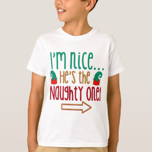 T-shirt Im Nice Hes Naughty Elf Casquette