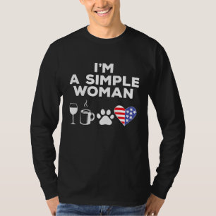 T-shirt Im Simple Femme Vin Chiens Café Ligne Bleue Coeur 