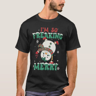 T-shirt I'm So Freaking Merry Xmas Retro Christmas Snowman