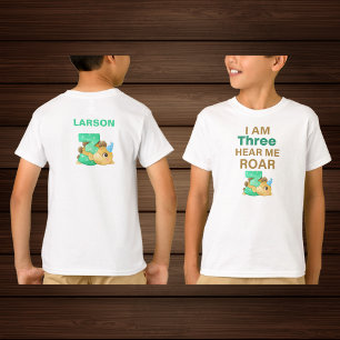 T-shirt I'm Three Hear Me Roar Personnalisé kids T-Rex T-
