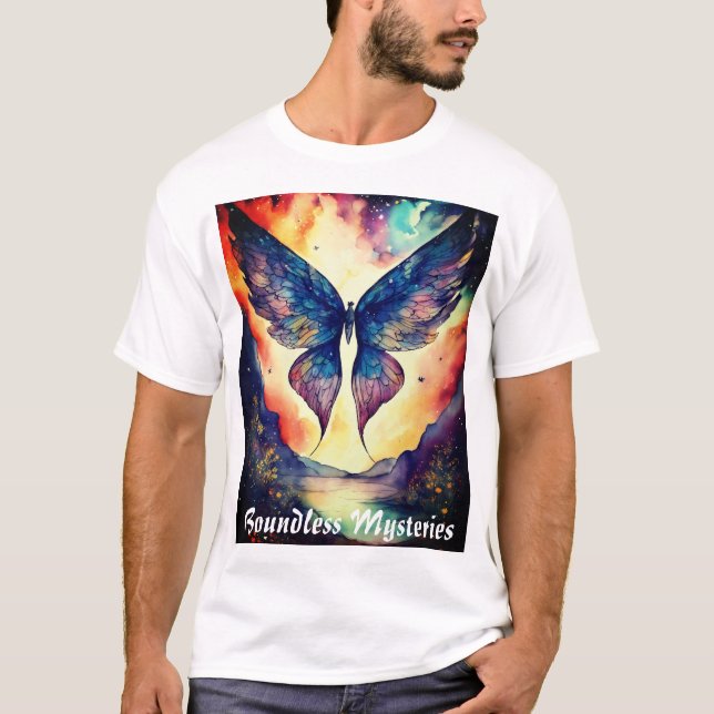 T-shirt Image ailée cosmique - Art Dessin d'encre Imprimer (Devant)
