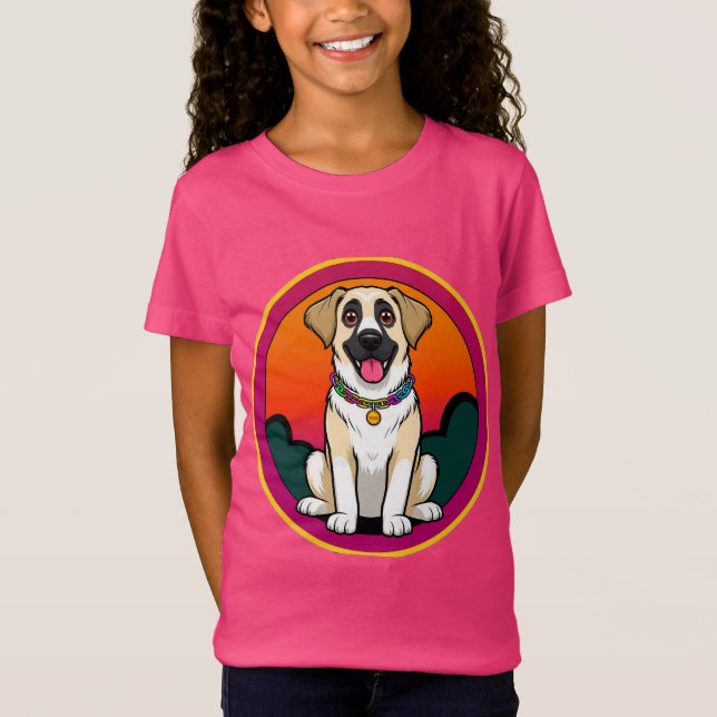 T-Shirt Image colorée d'un chien souriant (Devant)