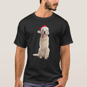 T-shirt Image de chapeau de Père Noël de Golden Retriever