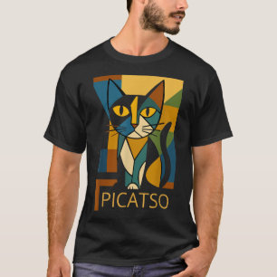 T-shirt Image de chat drôle Picatso - Style d'art cubisme