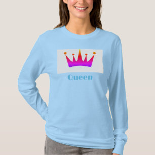 T-shirt Image de couronne de texte personnalisé Queen bleu