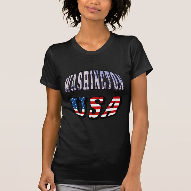 T-shirt Image de l'État de Washington et texte du drapeau  (Devant)